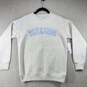 Vintage Havana Girls Floral 'Weekends' Patch Crewneck Pullover Sweatshirt